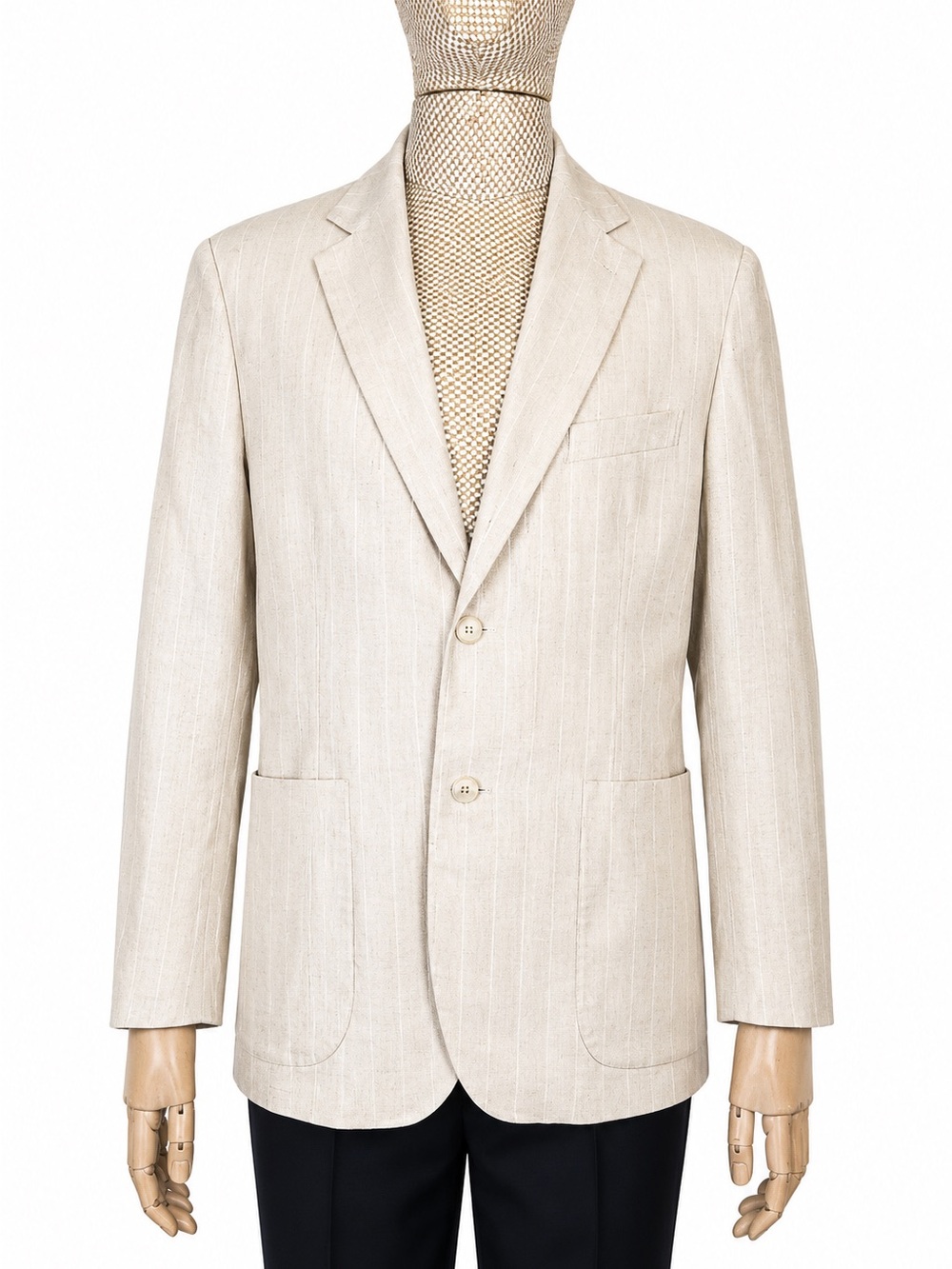 Michael Brandon Light Cream Two-Button Notch Lapel Blazer